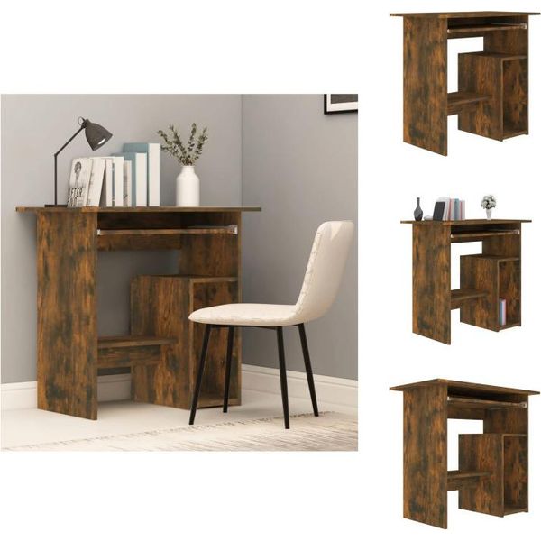 Vidaxl Scrivania Rovere Affumicato 80X45X74 Cm Materiale A Base Di Legno - Scrivanie-image