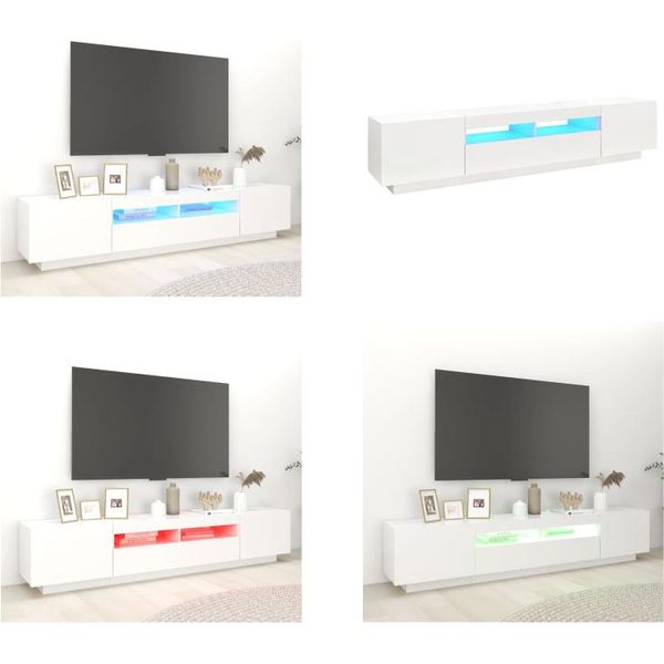 Vidaxl Mobile Tv Con Luci Led Bianco 200X35X40 Cm - Mobile Tv - Mobile Tv - Mobile Tv Con Luci Led - Mobile Tv Con Luci Led-image