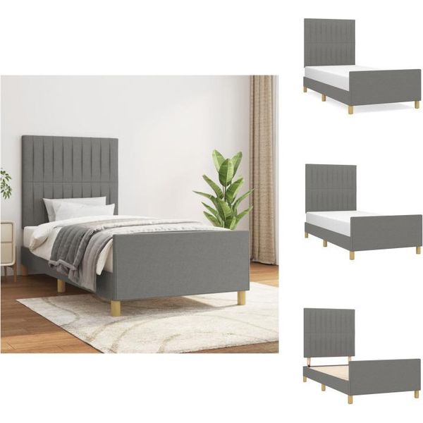 Vidaxl Struttura Letto Con Testiera In Tessuto Grigio Scuro 90X200 Cm - Letti E Strutture Letto-image