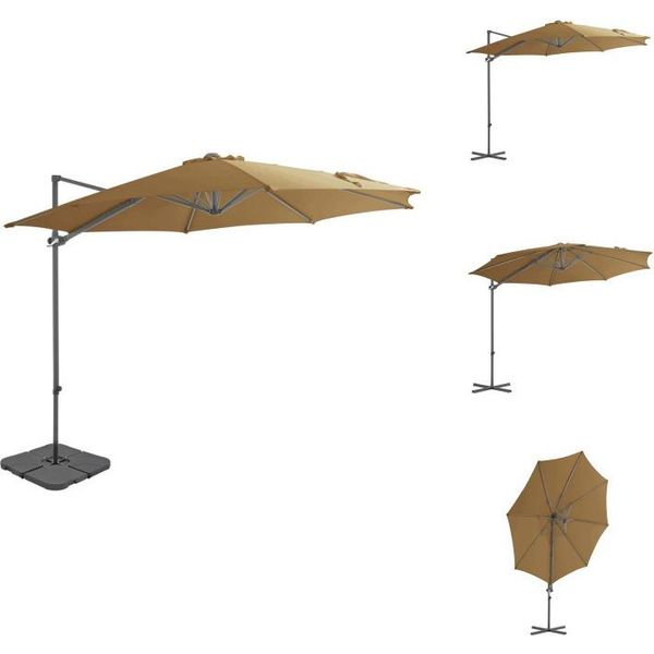 Vidaxl Ombrellone Con Portaombrelli Taupe - Ombrelloni E Parasole-image