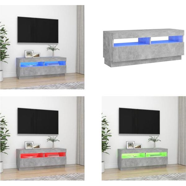Vidaxl Mobile Tv Con Illuminazione A Led Grigio Cemento 100X35X40 Cm - Mobile Tv - Mobile Tv - Mobile Tv Con Led - Mobili Tv-image