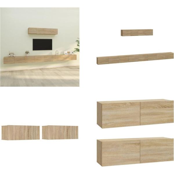 Vidaxl Set Di Mobili Tv 6 Pezzi In Legno Di Quercia Sonoma - Set Di Mobili Tv - Set Di Mobili Tv - Parete Attrezzata - Parete Attrezzata-image