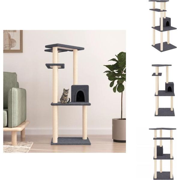 Vidaxl Albero Tiragraffi Con Graffiatoi In Sisal Grigio Scuro 123 Cm - Alberi Tiragraffi-image