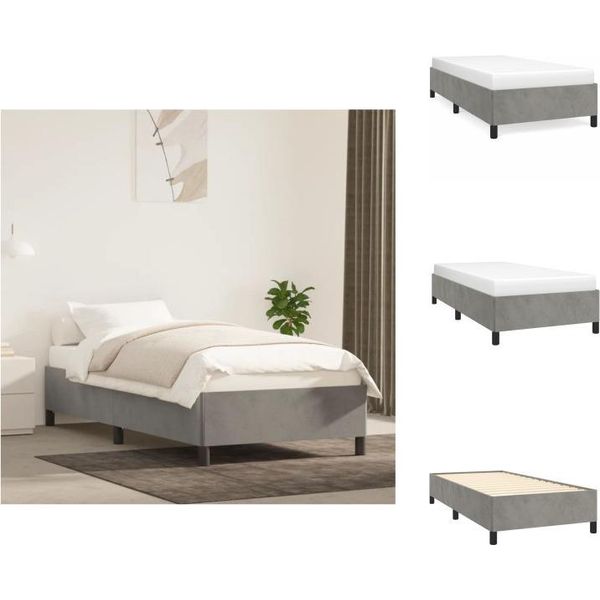 Vidaxl Struttura Letto Grigio Chiaro 90X190 Cm In Velluto - Letti E Strutture Letto-image