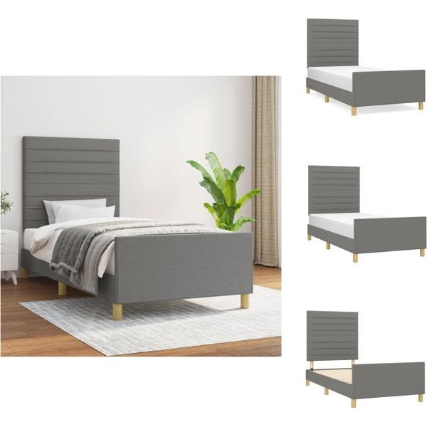 Vidaxl Struttura Letto Con Testiera In Tessuto Grigio Scuro 90X200 Cm - Letti E Strutture Letto-image