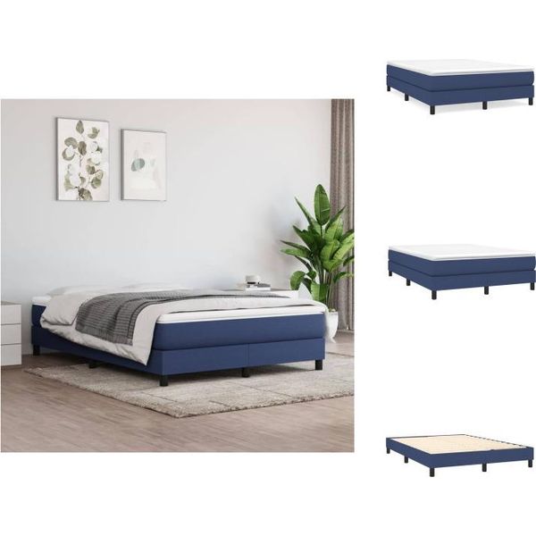 Vidaxl Letto Boxspring Blu 140X200 Cm In Tessuto - Letti E Strutture Letto-image