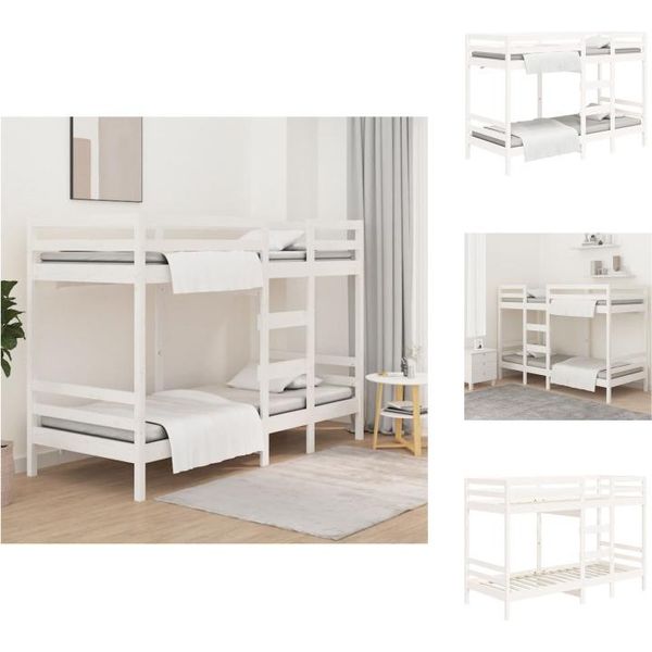 Vidaxl Letto A Castello Bianco 90X200 Cm Pino Massiccio - Letti E Strutture Letto-image