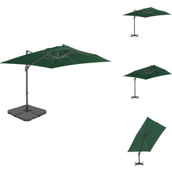 Vidaxl Ombrellone Con Portaombrelli Verde - Ombrelloni E Tende Da Sole-image
