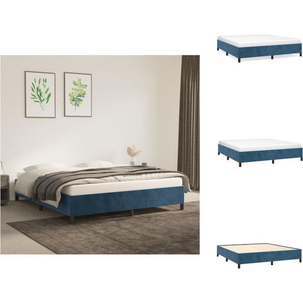 Vidaxl Struttura Letto Blu Scuro 160X200 Cm In Velluto - Letti E Strutture Letto-image