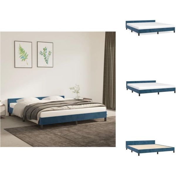 Vidaxl Struttura Letto Con Testiera Blu Scuro 180X200 Cm In Velluto - Letti E Strutture Letto-image