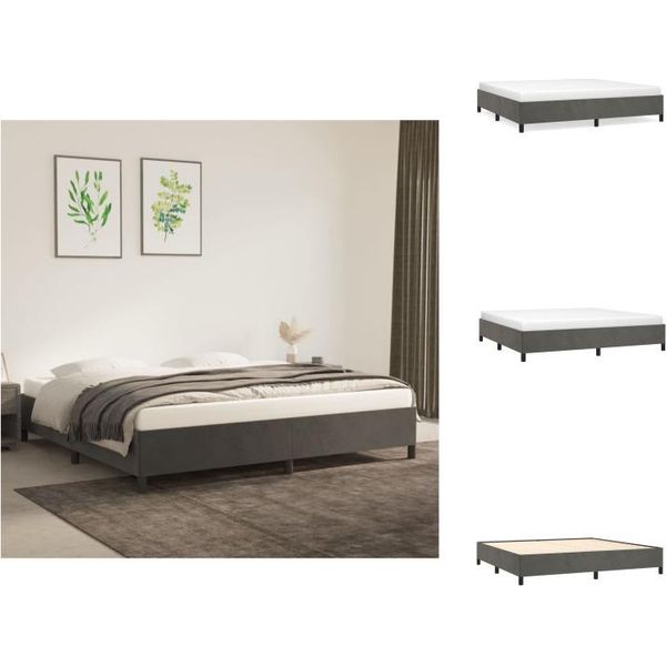 Vidaxl Struttura Letto Grigio Scuro 200X200 Cm In Velluto - Letti E Strutture Letto-image