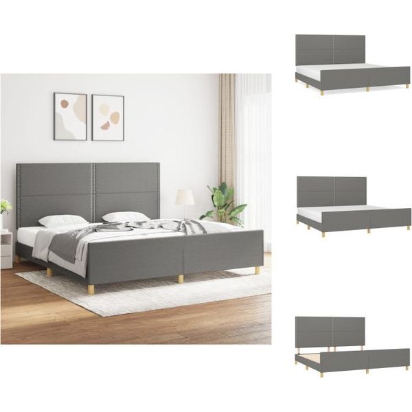 Vidaxl Struttura Letto Con Testiera In Tessuto Grigio Scuro 200X200 Cm - Letti E Strutture Letto-image