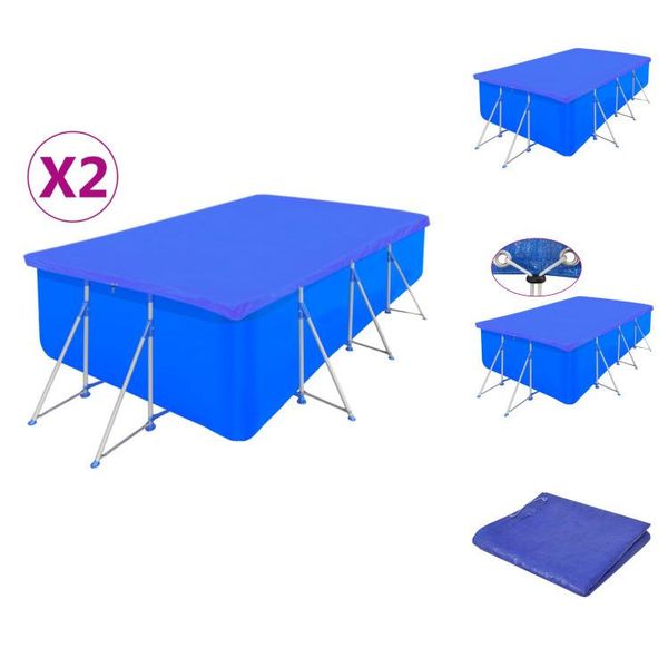 Vidaxl Coperture Per Piscine 2 Pz. Pe Rettangolare 90 G/M² 400X207 Cm - Coperture E Sottocoperture Per Piscine-image