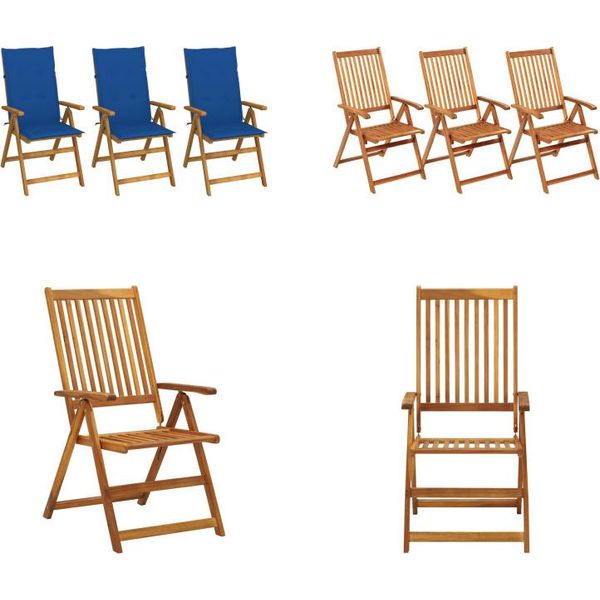 Vidaxl Sedie Da Giardino Pieghevoli 3 Pezzi Con Cuscini In Legno Massiccio Di Acacia - Sedia Da Giardino - Sedie Da Giardino - Sedia Da Pranzo - Sedie Da Pranzo-image