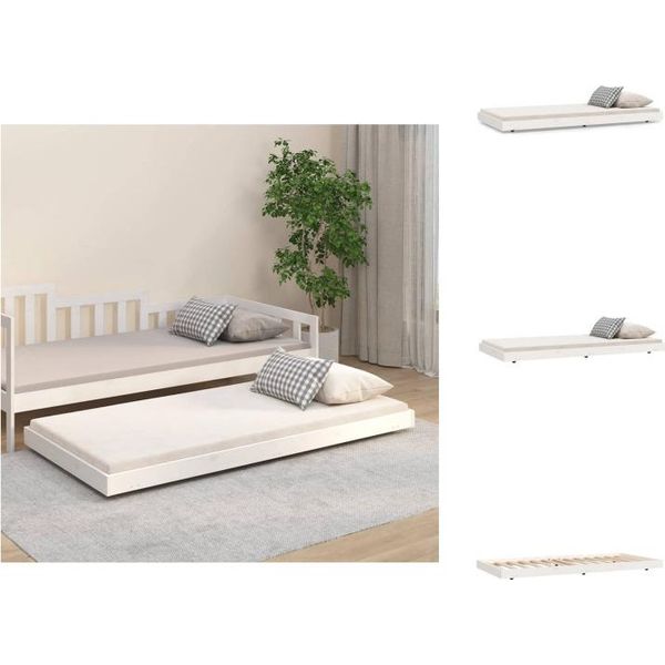 Vidaxl Letto In Legno Massiccio Bianco 75X190 Cm Pino - Letti E Strutture Letto-image