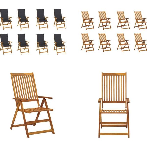 Vidaxl Sedie Da Giardino Pieghevoli Con Cuscino 8 Pz. Legno Massiccio Di Acacia - Sedia Da Giardino - Sedie Da Giardino - Sedia - Sedie-image