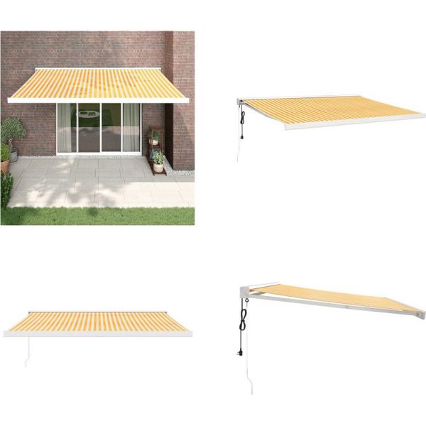 Vidaxl Tenda Da Sole Retrattile Gialla E Bianca 4,5X3 M In Tessuto E Alluminio - Tenda Da Sole - Tende Da Sole - Tenda Da Sole Retrattile - Tenda Da Sole Retrattile-image
