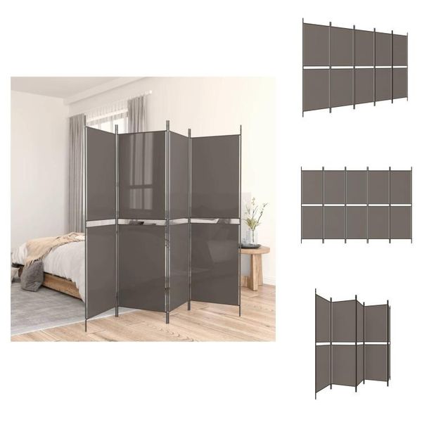 Vidaxl Paravento 5 Pezzi Antracite 250X200 Cm Tessuto - Divisorio Per Ambienti-image