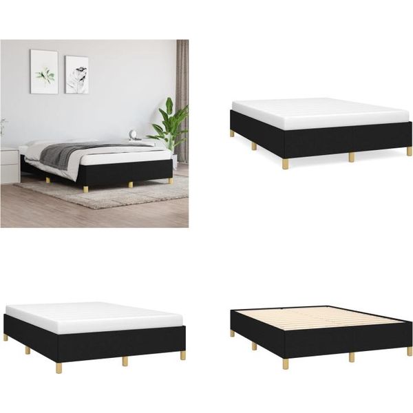 Vidaxl Struttura Letto Nera 140X190 Cm In Tessuto - Struttura Letto - Cornici Letto - Struttura Letto - Letto-image