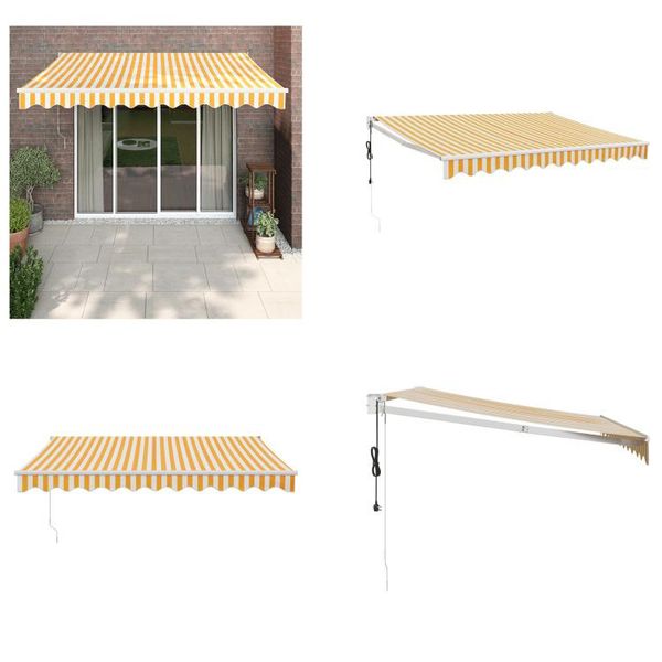 Vidaxl Tenda Da Sole Elettrica A Manovella Gialla E Bianca 3,5X2,5 M - Tenda Da Sole - Tende Da Sole - Tenda Da Sole Retrattile - Tenda Da Sole Retrattile-image