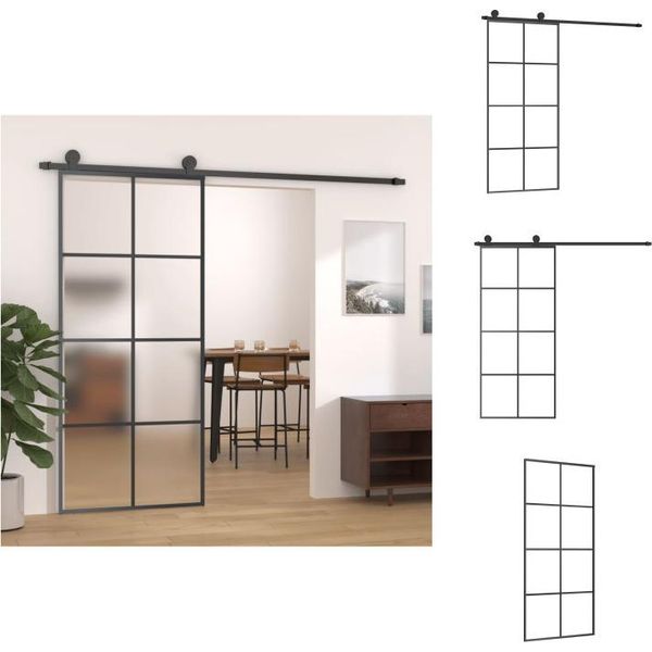 Vidaxl Porta Scorrevole Con Ferramenta 90X205 Cm Esg Vetro E Alluminio - Porte D'ingresso-image