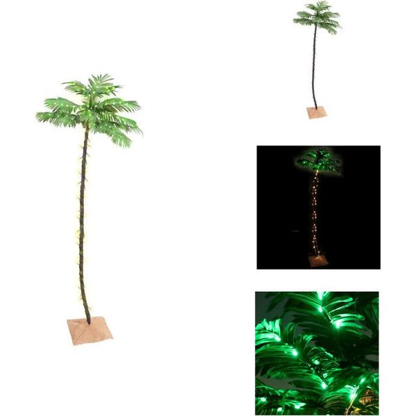 Vidaxl Palma Artificiale Con 192 Led Bianco Caldo 300 Cm - Alberi Di Natale-image