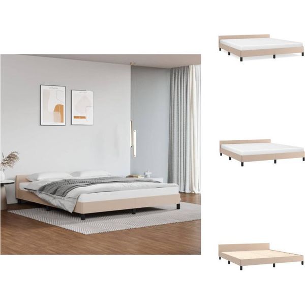 Vidaxl Struttura Letto Con Testata Cappuccino-Marrone 180X200 Cm In Pelle Finta - Letti E Strutture Letto-image