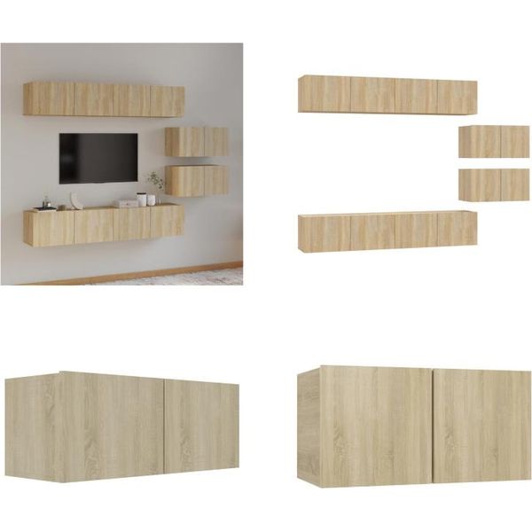 Vidaxl Set Di Mobili Tv 6 Pezzi In Legno Di Quercia Sonoma - Set Di Mobili Tv - Set Di Mobili Tv - Parete Attrezzata - Parete Attrezzata-image