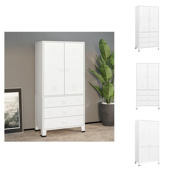 Vidaxl Armadio Industriale Bianco 90X50X180 Cm In Metallo - Armadi-image