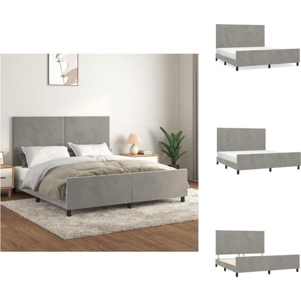 Vidaxl Struttura Letto Con Testiera In Velluto Grigio Chiaro 180X200 Cm - Letti E Strutture Letto-image