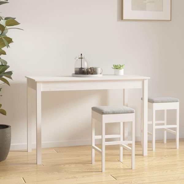 Maison Exclusive - Tavolo Da Pranzo Bianco 110X55X75 Cm In Legno Massello Di Pino-image