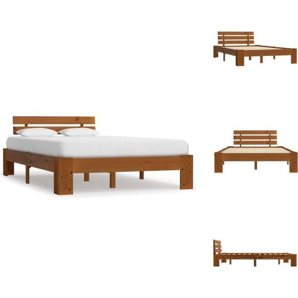 Vidaxl Letto In Legno Massiccio Pino Marrone Miele 120X200 Cm - Letti E Strutture Letto-image