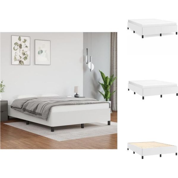 Vidaxl Struttura Letto Bianca 140X200 Cm In Similcuoio - Letti E Strutture Letto-image