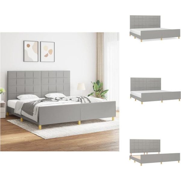 Vidaxl Struttura Letto Con Testiera In Tessuto Grigio Chiaro 200X200 Cm - Letti E Strutture Letto-image
