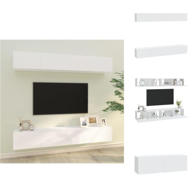 Vidaxl Mobili Tv A Parete 4 Pz. Bianco 100X30X30 Cm - Mobili Tv-image