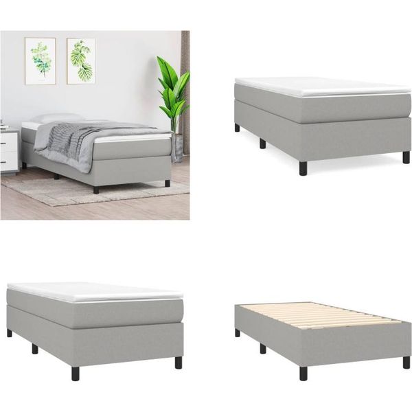 Vidaxl Letto Boxspring Grigio Chiaro 90X190 Cm In Tessuto - Letto Boxspring - Boxspringbetten - Bett - SchlafzimmermöBel-image
