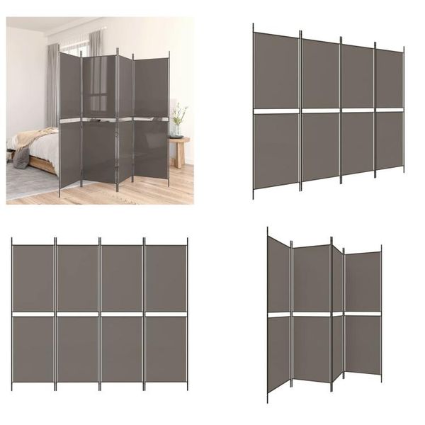 Vidaxl Paravento 4 Pezzi Antracite 200X200 Cm Tessuto - Divisorio Per Ambienti - Paravento - Divisorio Per Ambienti - Parete Divisoria-image