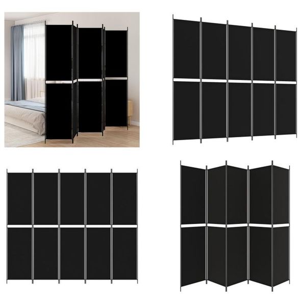 Vidaxl 5 Pezzi Schermo Nero 250X220 Cm Tessuto - Divisorio - Schermo - Divisorio - Parete Divisoria-image
