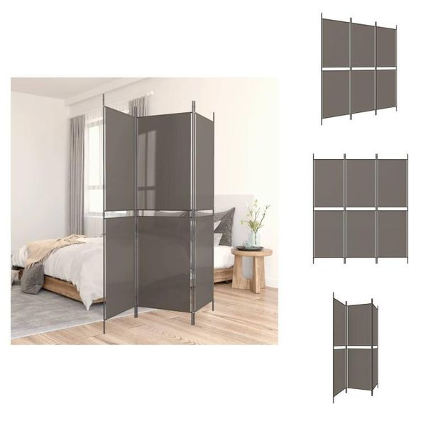 Vidaxl Paravento 3 Pezzi Antracite 150X220 Cm Tessuto - Divisorio Per Ambienti-image