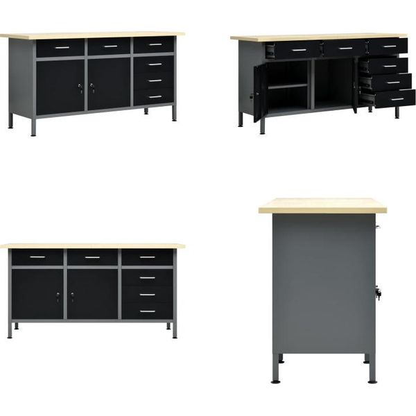 Vidaxl Banco Da Lavoro Nero 160 X 60 X 85 Cm In Acciaio - Banco Da Lavoro - Banchi Da Lavoro - Banchi Da Lavoro - Banchi Da Lavoro-image