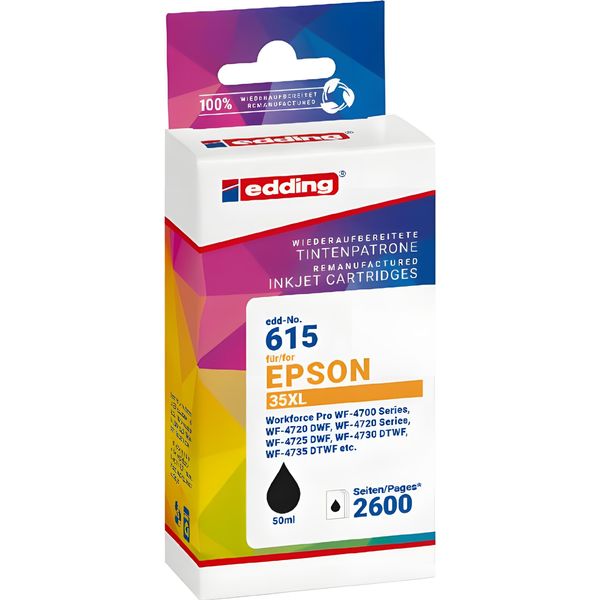 Edding 18-615/18-615-01 Edding EDD-615 Schwarz Druckerpatrone Kompatibel Zu Epson 35XL / T3591XL-image