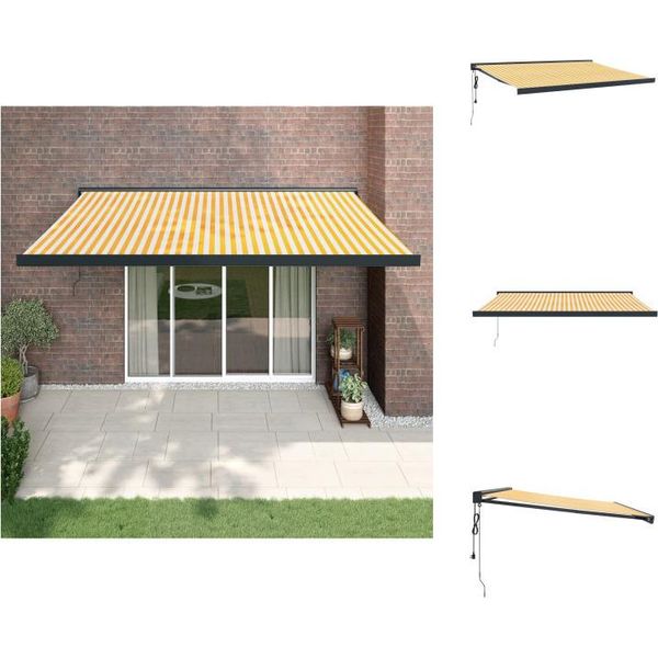 Vidaxl Tenda Da Sole Retrattile Gialla E Bianca 4,5X3 M In Tessuto E Alluminio - Tende Da Sole-image