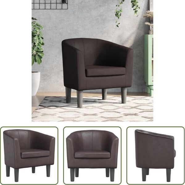 The Living Store Sedia Club In Pelle Finta Marrone-image