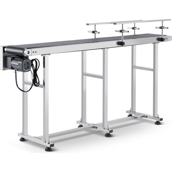 Trasportatore A Nastro Vevor, Tavola Di Trasporto 1803,4 X 198,1 Mm, Trasportatore A Nastro Motorizzato In Acciaio Inox Per Applicazioni Di Codifica A Getto D'inchiostro, Nastro In Pvc Azionato, Velocità Regolabile (Doppio Parapetto)-image