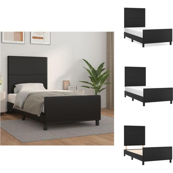 Vidaxl Struttura Letto Con Testiera Nera 90X200 Cm In Pelle Finta - Letti E Strutture Letto-image