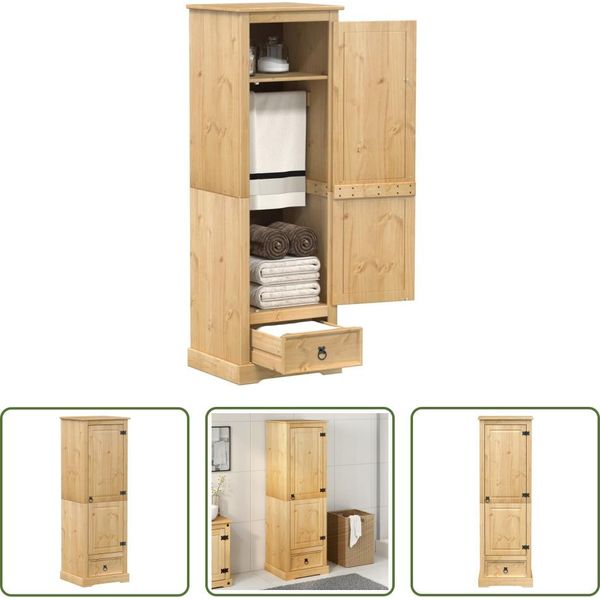 The Living Store Armadio 55X50X170 Cm In Legno Di Pino Massiccio-image