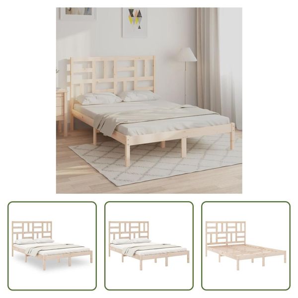 The Living Store Letto In Legno Massiccio 160X200 Cm-image