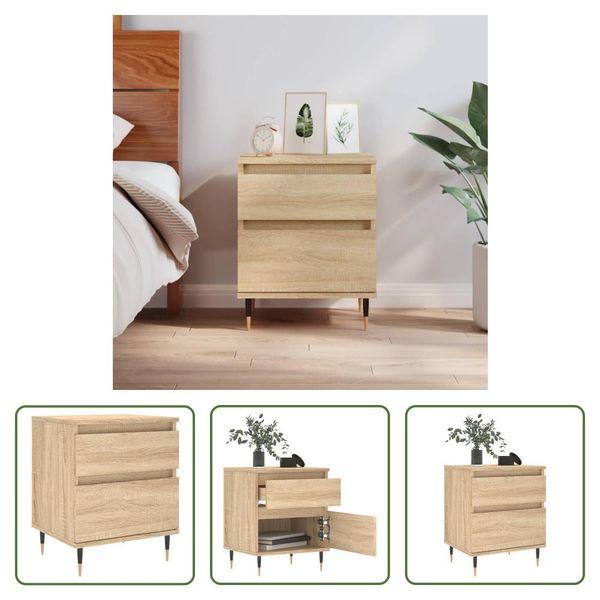 The Living Store Comodino Rovere Sonoma 40X35X50 Cm Materiale Legno-image