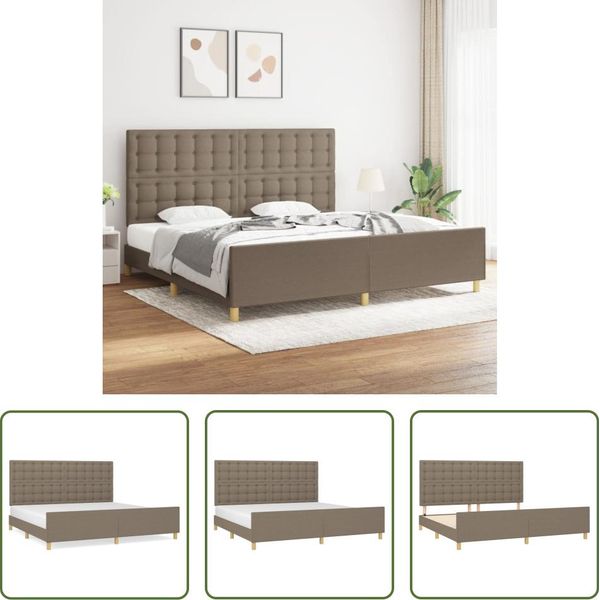 The Living Store Struttura Letto Con Testiera Taupe 200X200 Cm In Tessuto-image