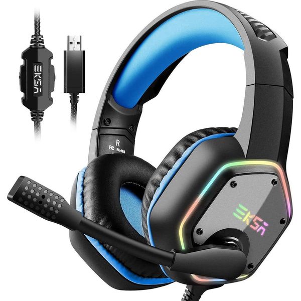 Cuffie Da Gioco, Cuffie Per Pc Con Microfono, Audio Surround 7.1 E Luci Rgb, Cuffie Con Microfono A Filo Con Cancellazione Del Rumore,-image